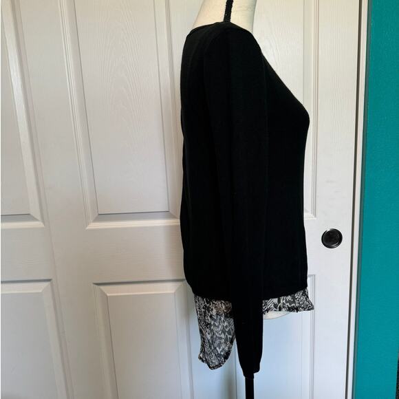 Verve Blues Tulip Back Black Double Layer Sweater Animal Print Women's Small - Picture 7 of 11